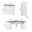 UrbanPro L Desk with File Cabinet and Bookcase in White/Gray - Engineered Wood