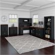 UrbanPro L Shaped Desk with Hutch and Storage Set in Black - Engineered Wood