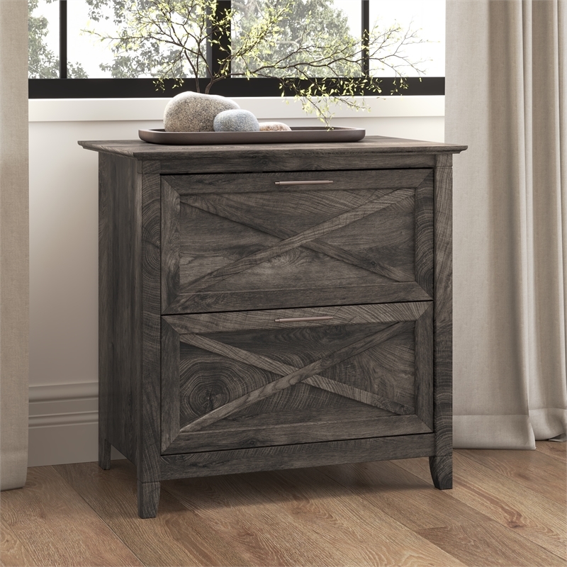UrbanPro 2 Drawers Farmhouse Wood Lateral File Cabinet in Gray