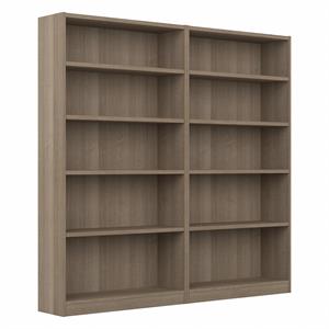 UrbanPro Tall 5 Shelf Bookcase in Ash Gray (Set of 2) - Engineered Wood