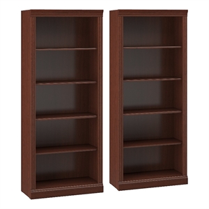 UrbanPro Tall 5 Shelf Bookcase Set of 2 in Harvest Cherry - Engineered Wood