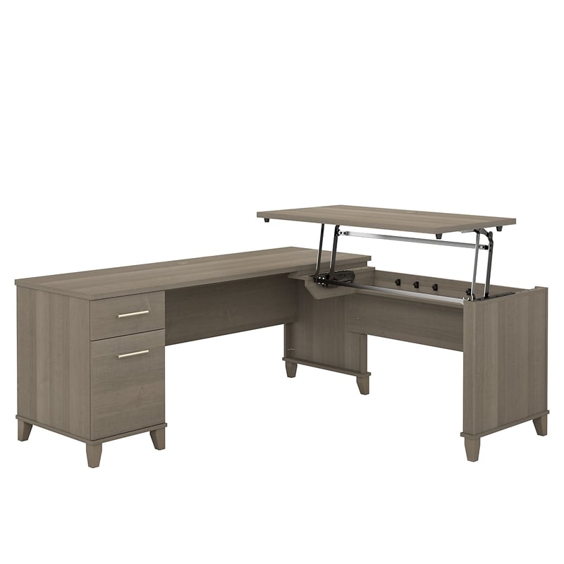 UrbanPro 72W 3 Position Sit to Stand L Desk in Ash Gray Finish