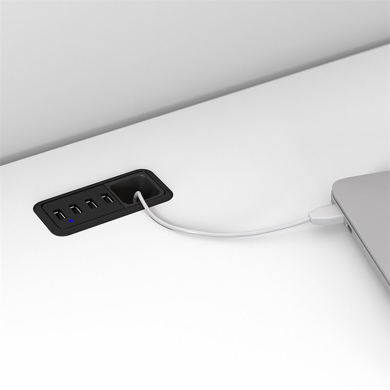 UrbanPro 60W L Shaped Computer Desk with Hutch in White Finish