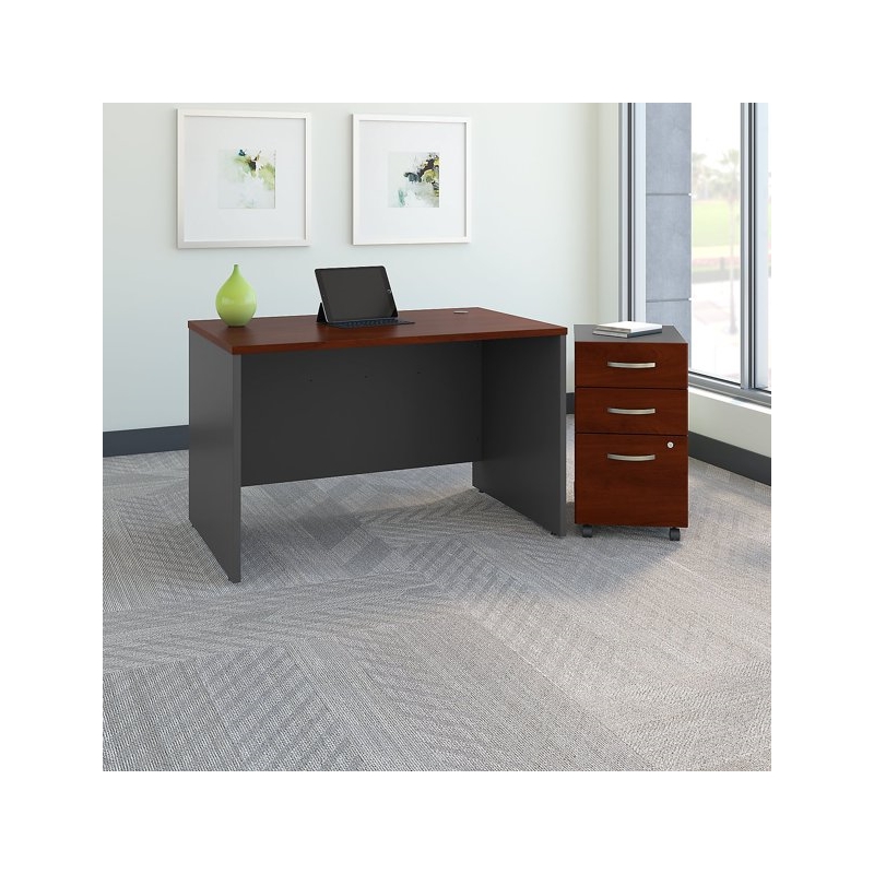 UrbanPro 48W x 30D Office Desk with Drawers in Hansen Cherry - Engineered Wood