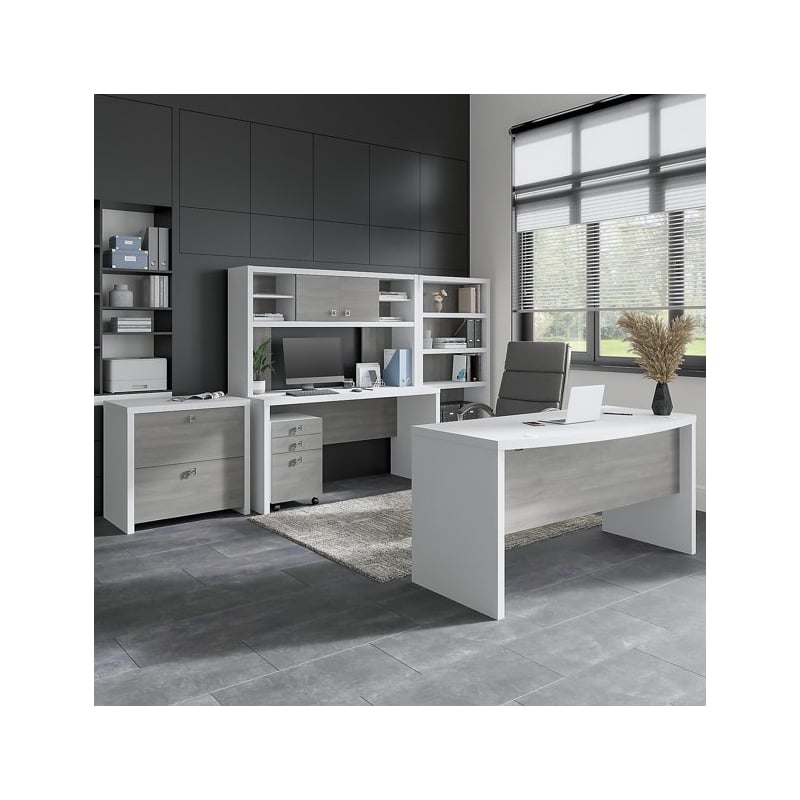 UrbanPro 2-Drawer Engineered Wood Lateral File Cabinet in Gray/Pure White
