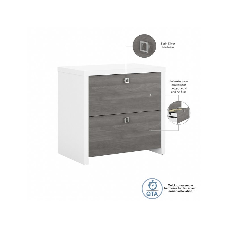 UrbanPro 2-Drawer Engineered Wood Lateral File Cabinet in Gray/Pure White