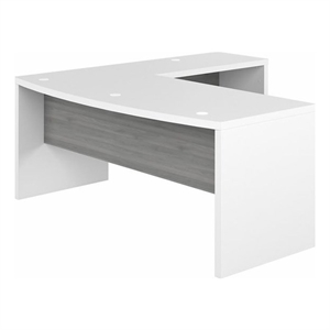 UrbanPro 72&quot Modern Engineered Wood Bow Front L-Shaped Desk in Gray/White