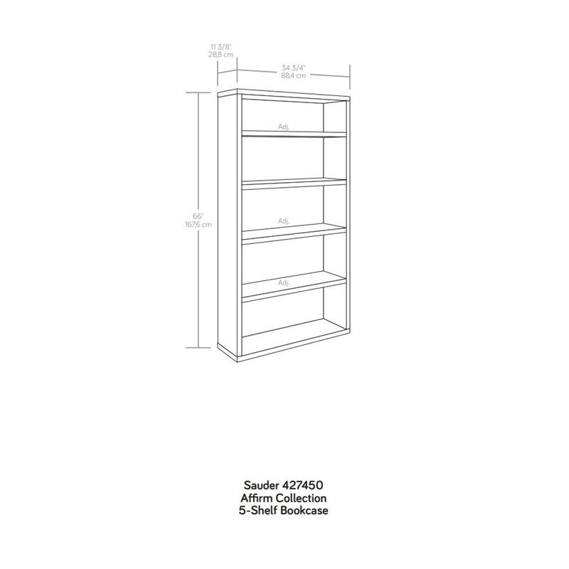 Urbanpro Engineered Wood 5-Shelf Bookcase in Noble Elm/Brown