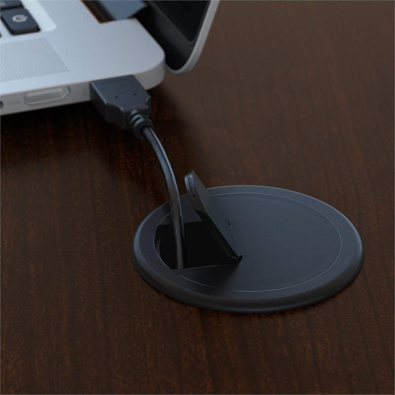 UrbanPro Left Hand Bow U-Shaped Desk with Mobile File Cabinet in Mocha Cherry