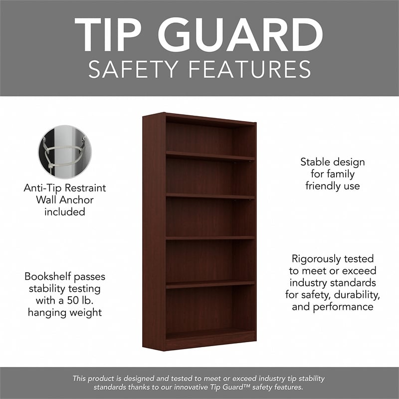 UrbanPro Furniture Universal 5 Shelf Bookcase in Vogue Cherry (Set of 2)