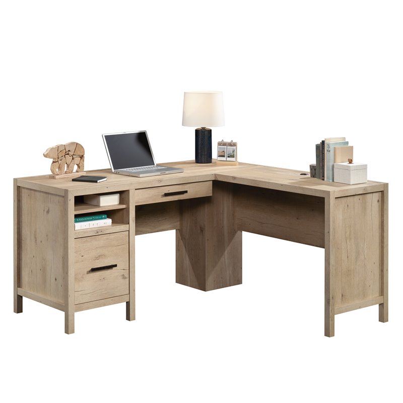 UrbanPro Engineered Wood L-Shaped Home Office Desk in Prime Oak