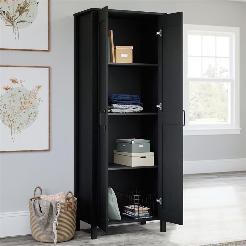 UrbanPro Engineered Wood 2-Door Storage Cabinet in Raven Oak