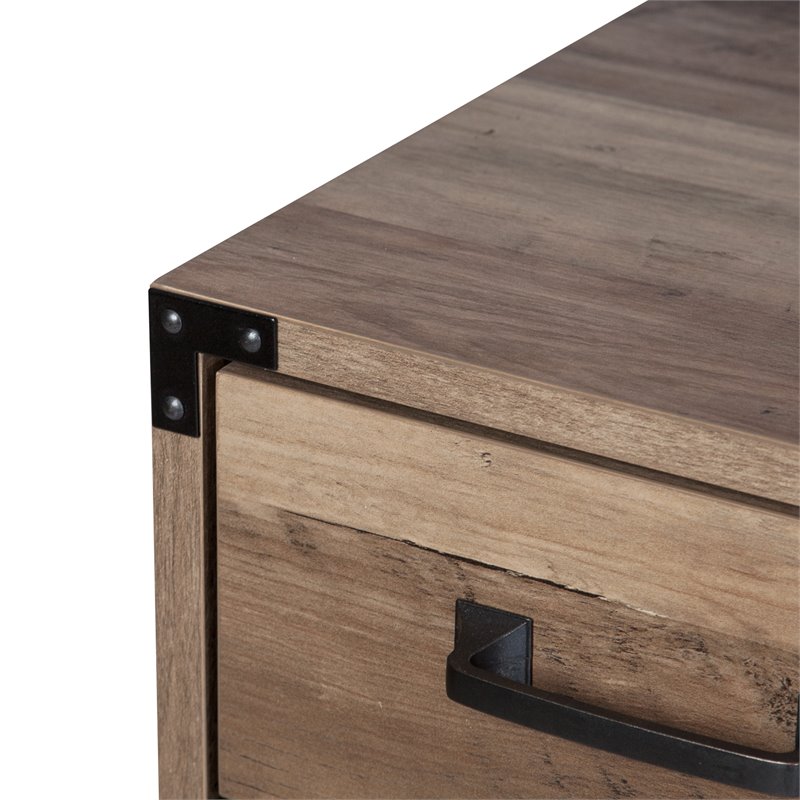 Urbanpro 5-Drawer Transitional Wood Writing Desk in Rustic Oak