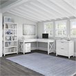 UrbanPro Contemporary 60W L Shaped Desk with File Cabinets and Bookcase in White