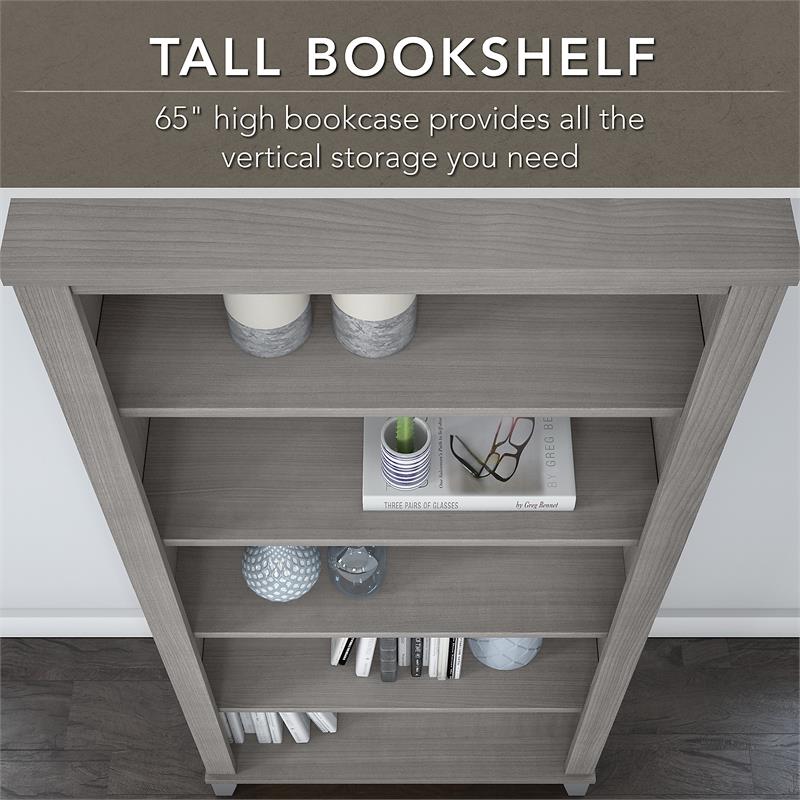UrbanPro 72W Desk with Hutch and Bookcase in Platinum Gray - Engineered Wood