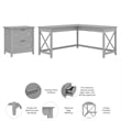 UrbanPro Contemporary Engineered Wood L Desk with Lateral File Cabinet in Gray