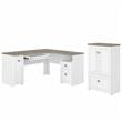 UrbanPro L Desk and Storage File Cabinet in White and Gray - Engineered Wood