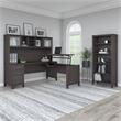 UrbanPro Sit to Stand L Desk Set with Bookcase in Storm Gray - Engineered Wood