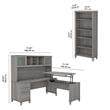 UrbanPro Sit to Stand L Desk with Hutch and Bookcase in Gray - Engineered Wood