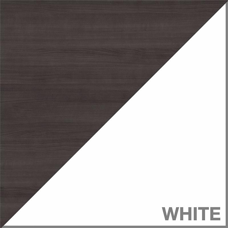 UrbanPro Sit to Stand L Desk Set with Bookcase in White/Gray - Engineered Wood