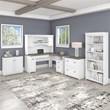 UrbanPro L Desk 5 Pc Office Set with Storage in White & Gray - Engineered Wood