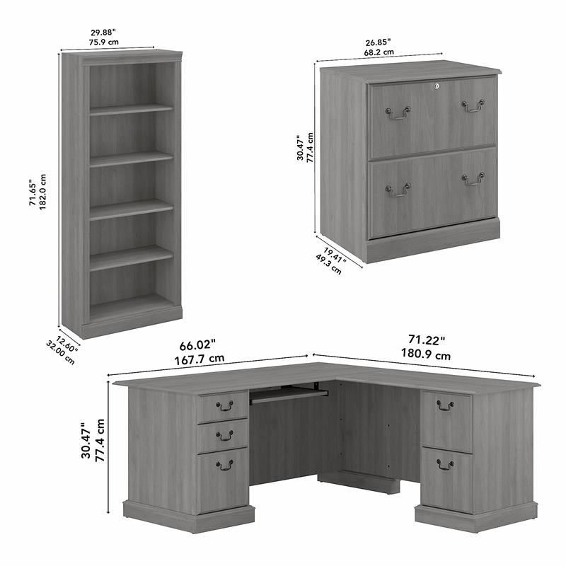 UrbanPro L Shaped Desk with Storage Set in Modern Gray - Engineered Wood