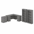 UrbanPro L Shaped Desk with Storage Set in Modern Gray - Engineered Wood