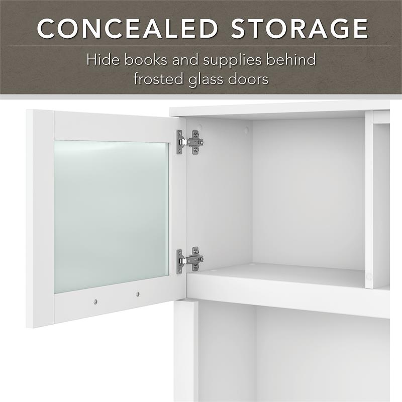 UrbanPro Sit to Stand L Desk with Hutch and Bookcase in White - Engineered Wood