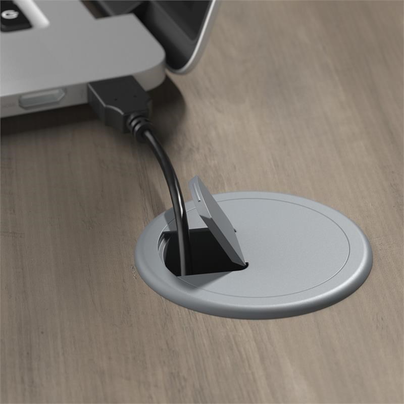 UrbanPro 60W Farmhouse L Shaped Desk in Driftwood Gray - Engineered Wood