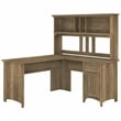UrbanPro 60W L Shaped Desk with Hutch in Reclaimed Pine - Engineered Wood