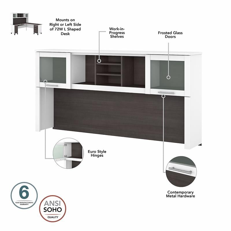 UrbanPro Sit-Stand L Desk Set with File Cabinet in White/Gray - Engineered Wood