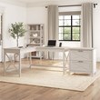 UrbanPro L Shaped Engineered Wood Desk with Lateral File Cabinet in White