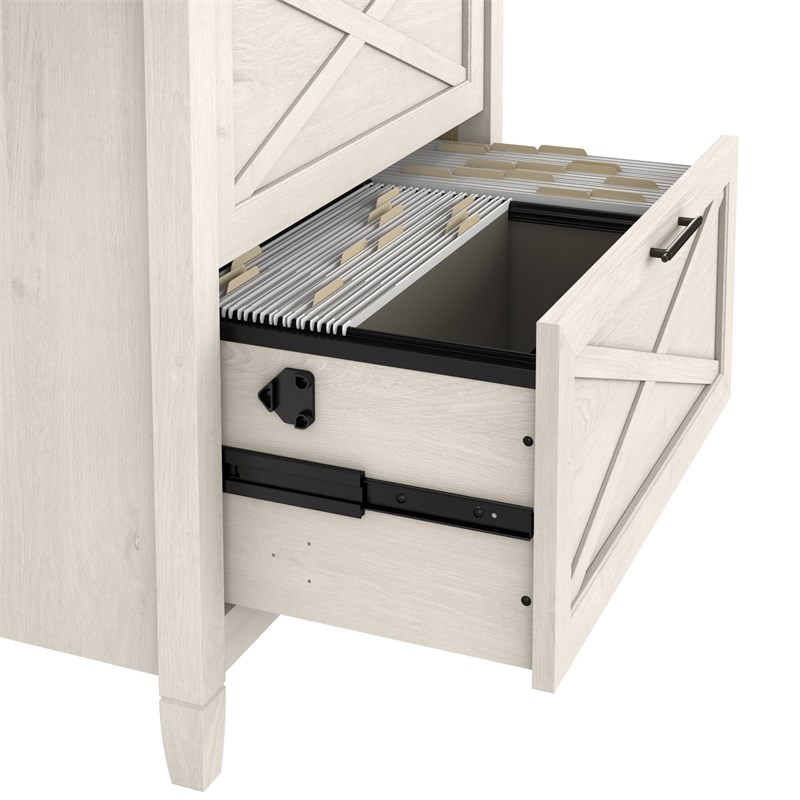 UrbanPro L Shaped Engineered Wood Desk with Lateral File Cabinet in White