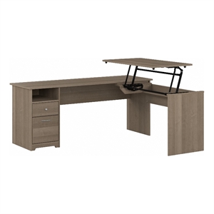 UrbanPro 72W 3 Position Sit to Stand L Desk in Ash Gray - Engineered Wood
