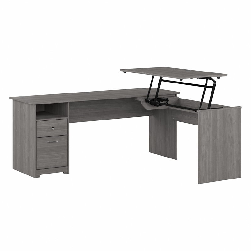 UrbanPro Engineered Wood 72W 3 Position Sit to Stand L Shaped Desk - Modern Gray