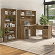 UrbanPro Engineered Wood L Shaped Desk with Hutch and Bookcase in Reclaimed Pine
