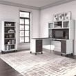 UrbanPro 60W L Desk with Hutch and Bookcase in White/Gray - Engineered Wood