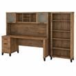 UrbanPro 72W Desk with Hutch and Bookcase in Fresh Walnut - Engineered Wood