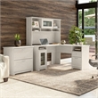 UrbanPro L Desk with Hutch and File Cabinet in Linen White Oak - Engineered Wood