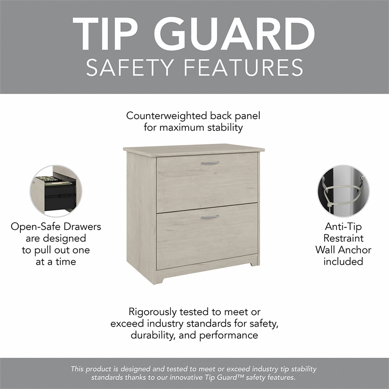 UrbanPro L Desk with Hutch and File Cabinet in Linen White Oak - Engineered Wood