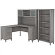 UrbanPro 60W L Shaped Desk with Hutch and Bookcase in Gray - Engineered Wood