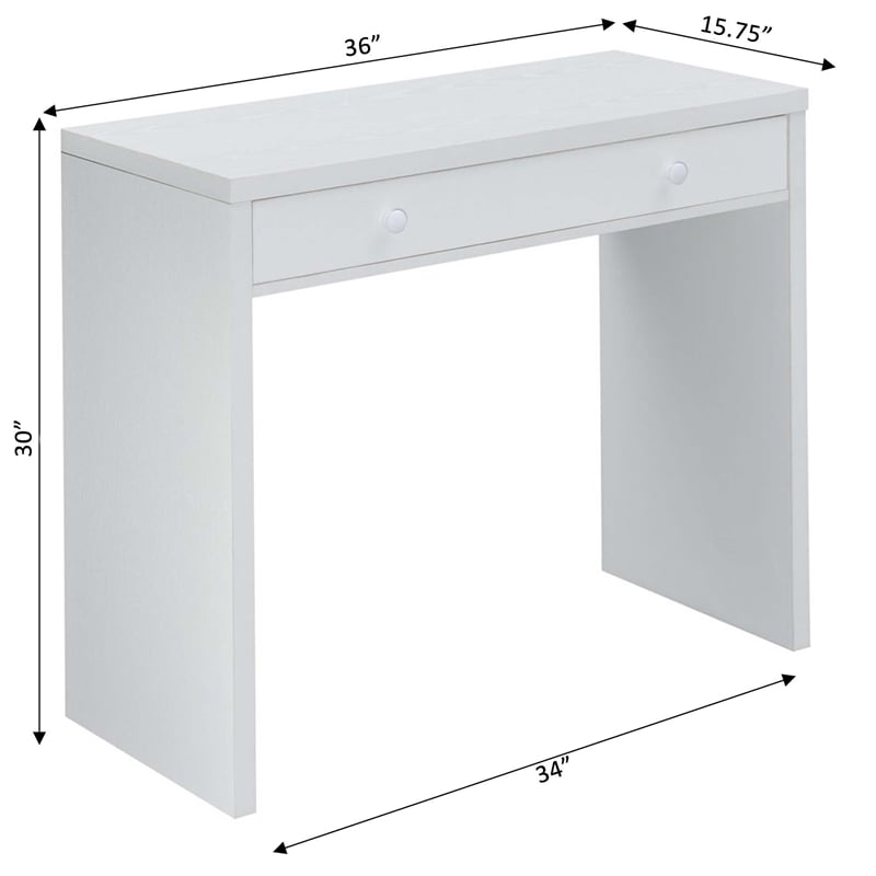 Urbanpro Contemporary 36-inch Desk with Drawer in White Wood Finish
