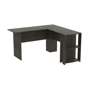 UrbanPro 55&quotL L-Shaped Computer Desk with 2-Shelves in Dark Gray