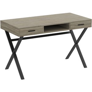 UrbanPro 47&quotL 2-Drawers 1-Shelf Metal Computer Desk in Dark Taupe