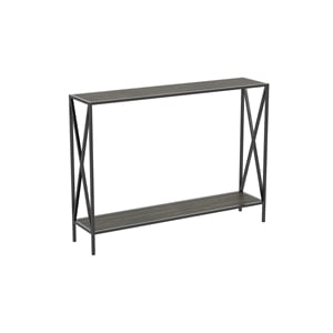 UrbanPro 39.5&quotL 1-Shelf Black Metal Console Table in Dark Gray Wood