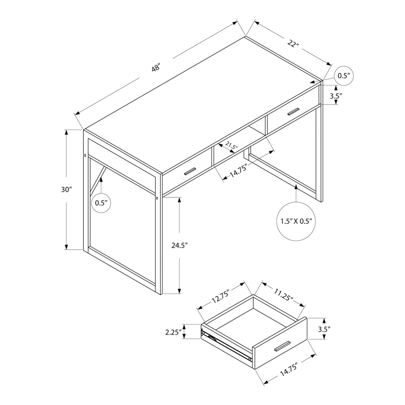UrbanPro Computer Desk Home Office Laptop Storage Drawers 48