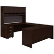 UrbanPro U-Shaped Engineered Wood Storage Desk with Hutch in Mocha Cherry