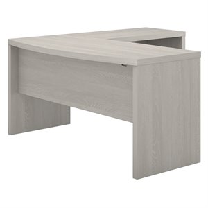 UrbanPro Contemporary Engineered Wood L-Shaped Bow Front Desk in Gray Sand