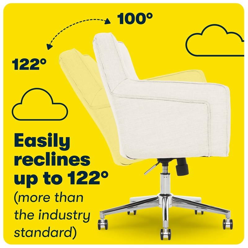 UrbanPro Upholstered Fabric Home Office Chair w/ Memory Foam Cushioning in Ivory