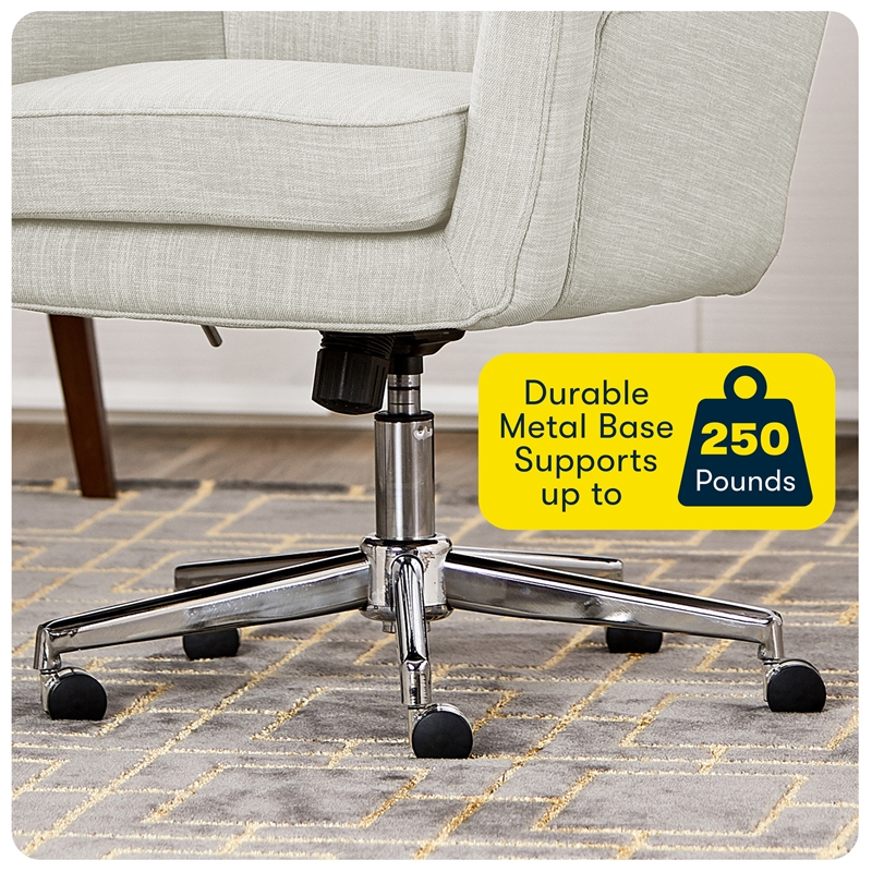 UrbanPro Upholstered Fabric Home Office Chair w/ Memory Foam Cushioning in Ivory